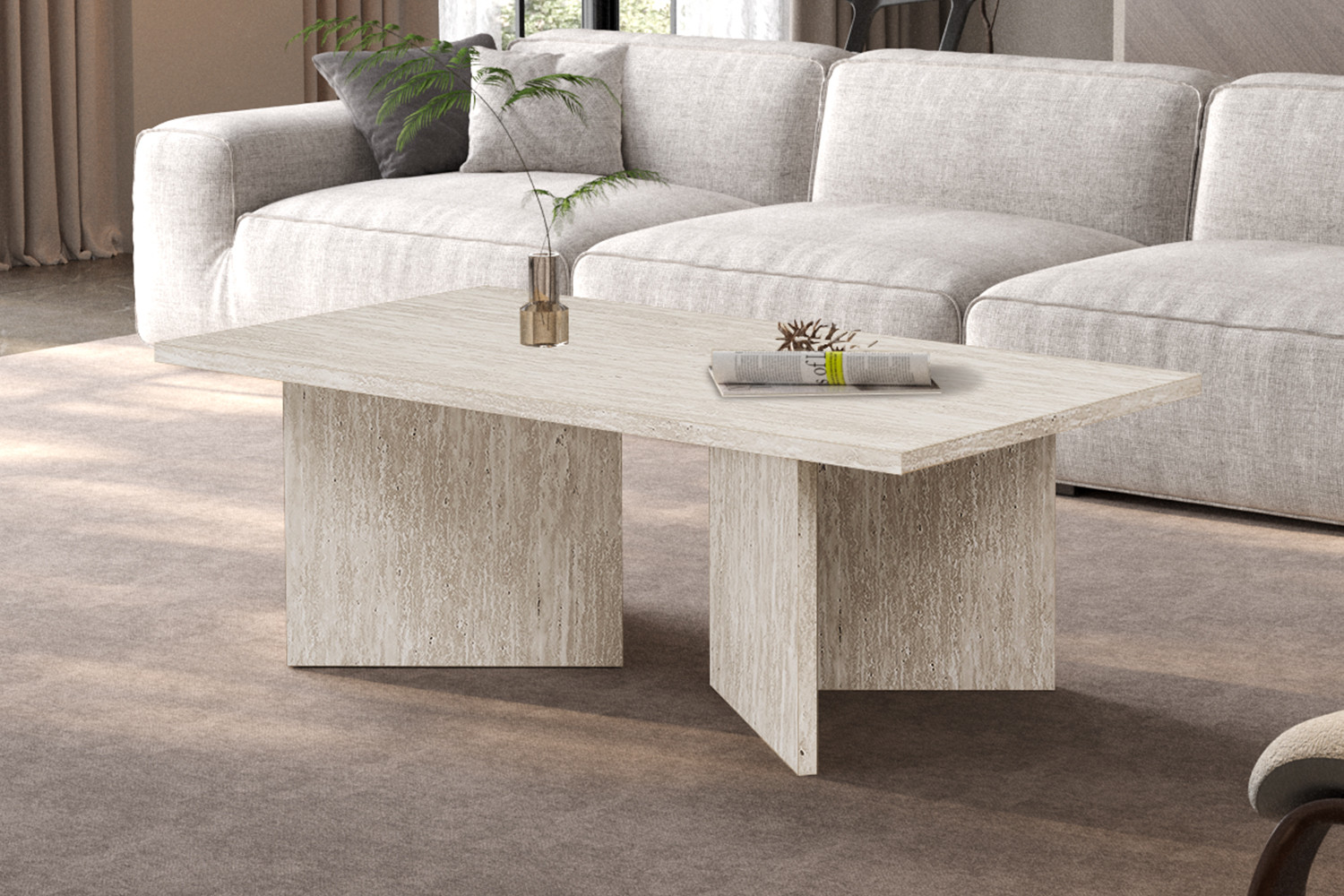 Table basses 'Litar' Décor Travertin Beige