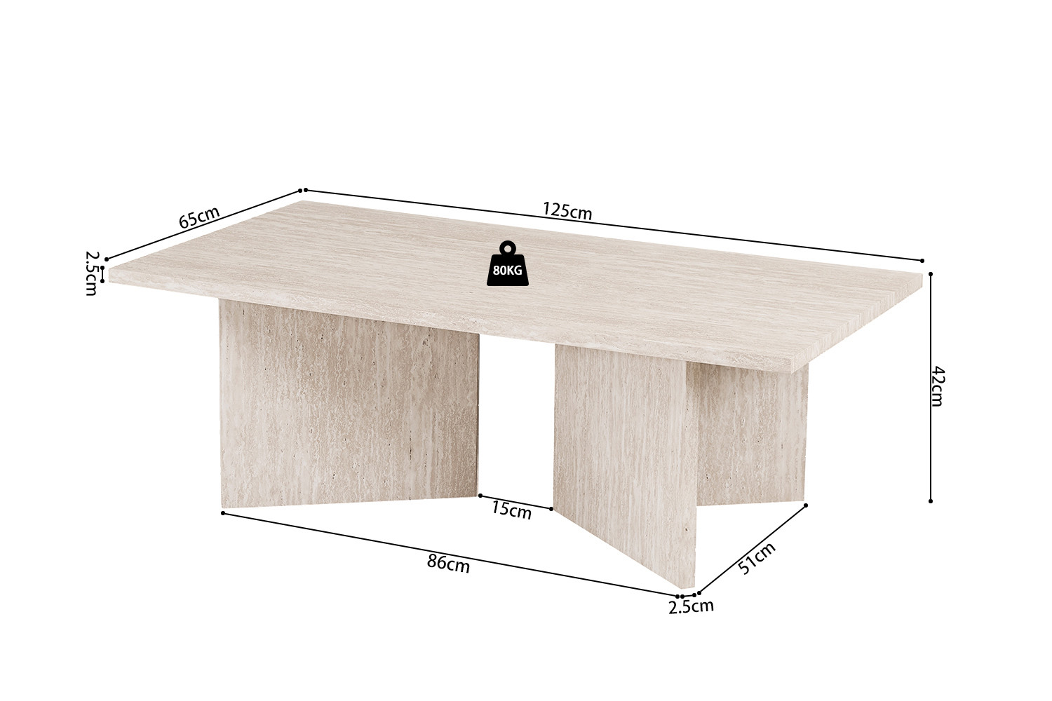Table basses 'Litar' Décor Travertin Beige – Image 7