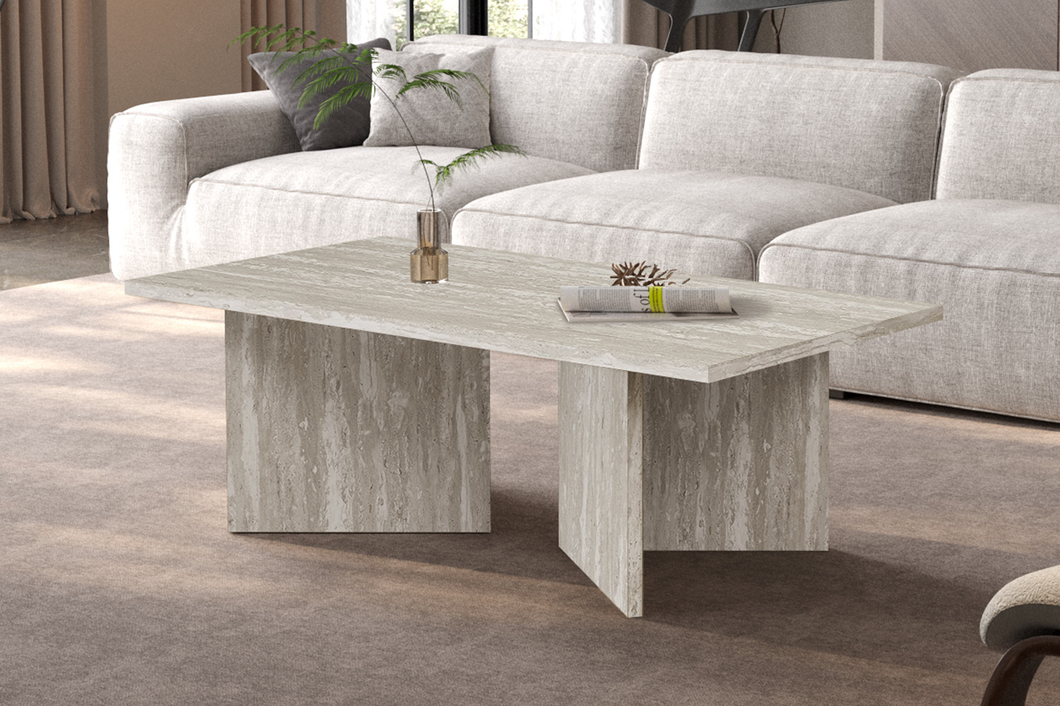 Table basses 'Litar' Décor Travertin Gris