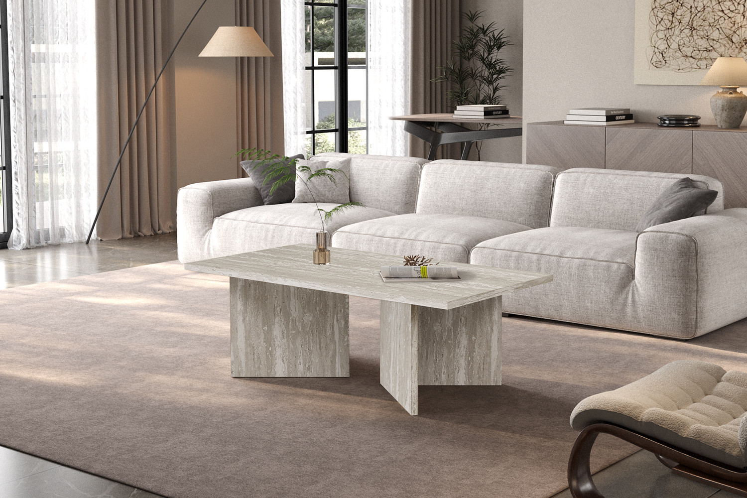Table basses 'Litar' Décor Travertin Gris – Image 2