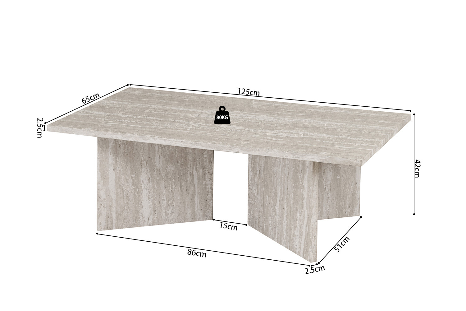 Table basses 'Litar' Décor Travertin Gris – Image 7