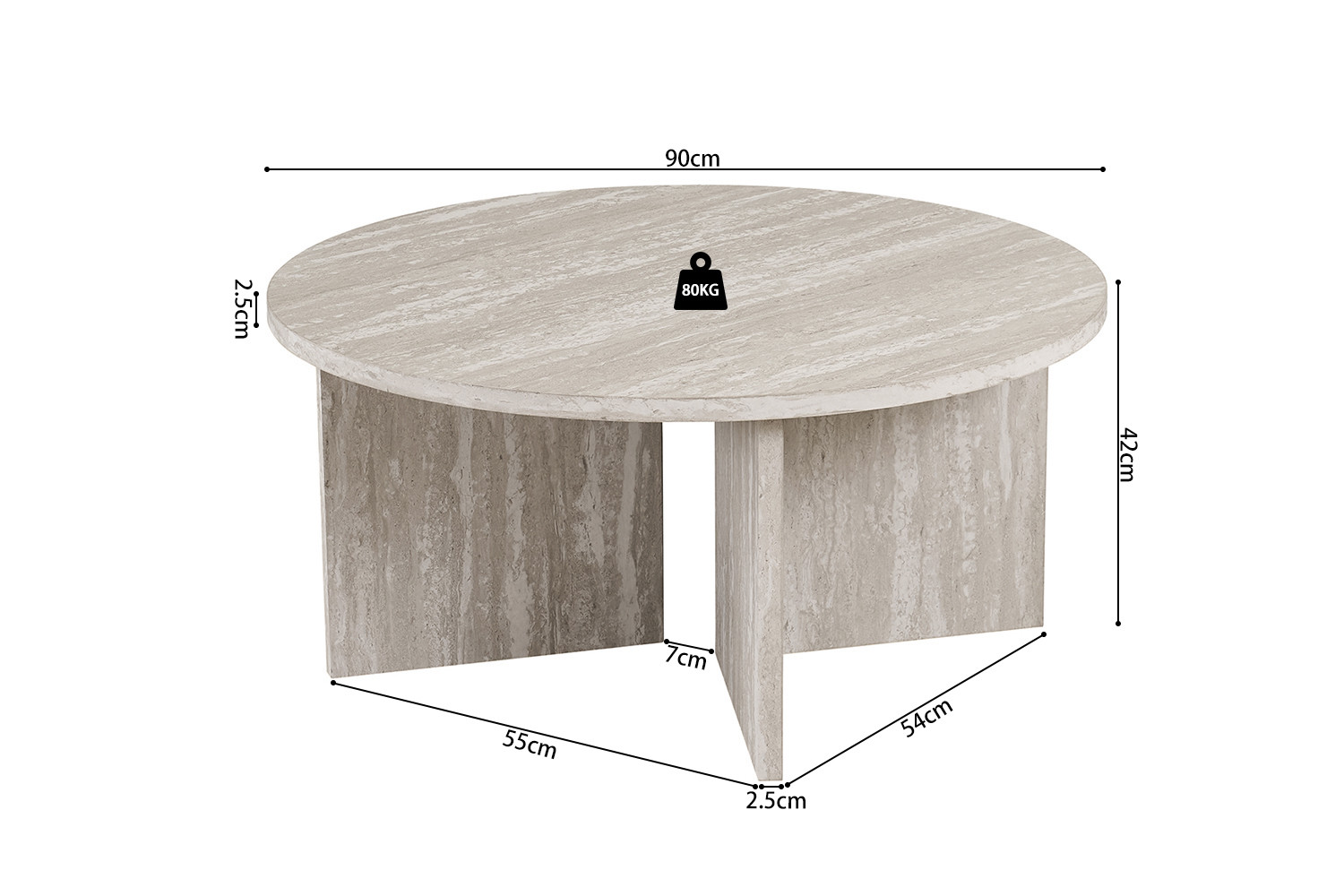 Table basses 'Drasir' Ronde Décor Travertin Gris – Image 7