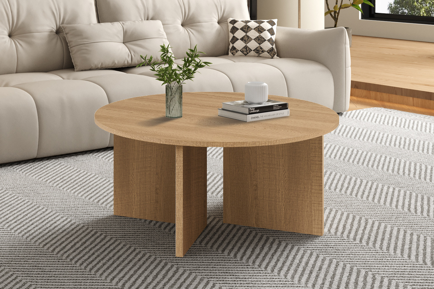 Table basses 'Drasir' Ronde Décor Chêne Naturel