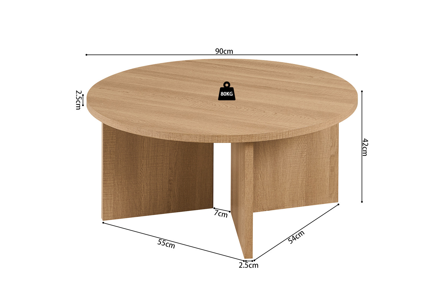 Table basses 'Drasir' Ronde Décor Chêne Naturel – Image 7