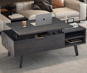 Table basse 'Justine' Plateau relevable Décor Brun foncé