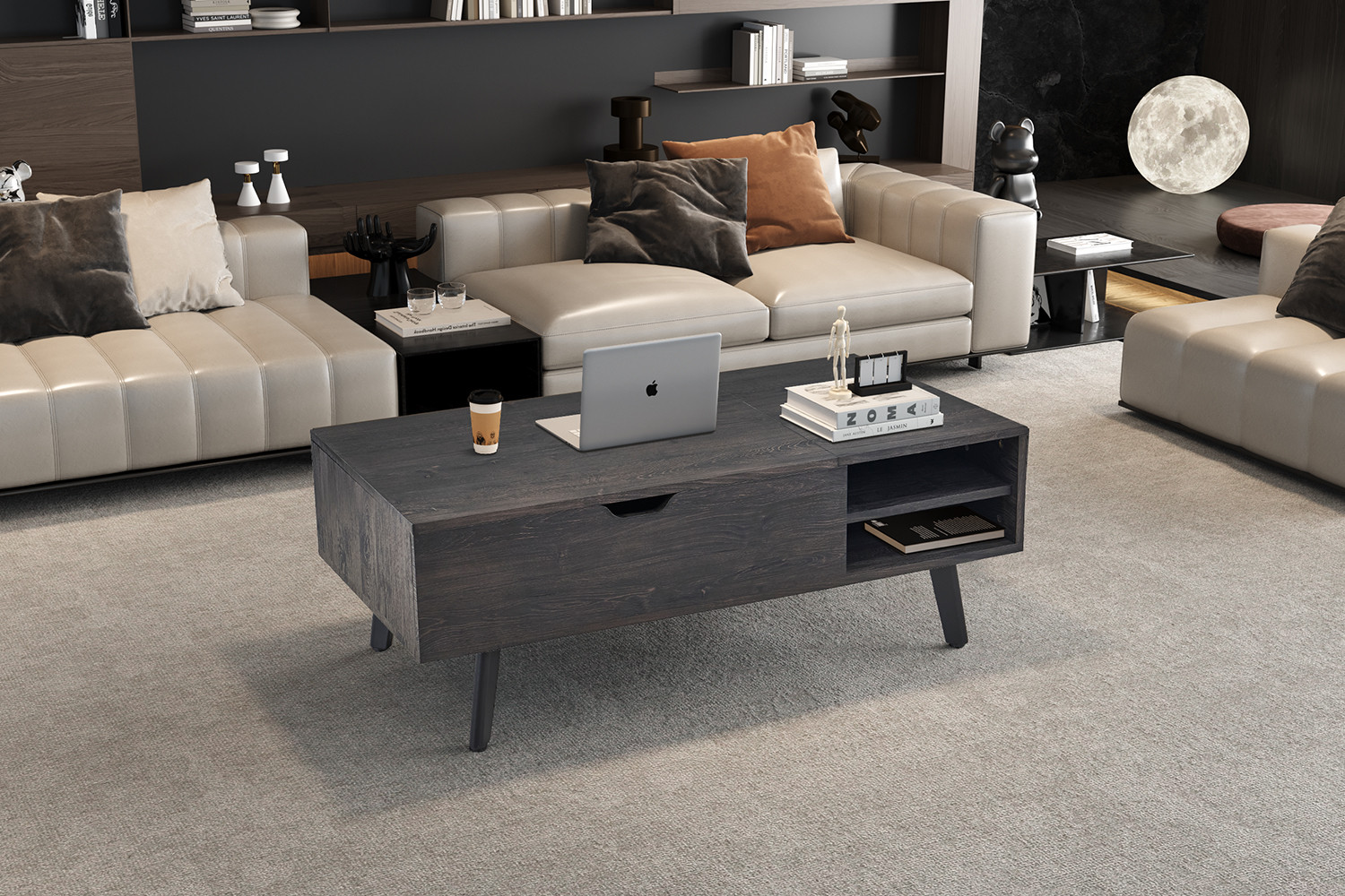 Table basse 'Justine' Plateau relevable Décor Brun foncé – Image 3