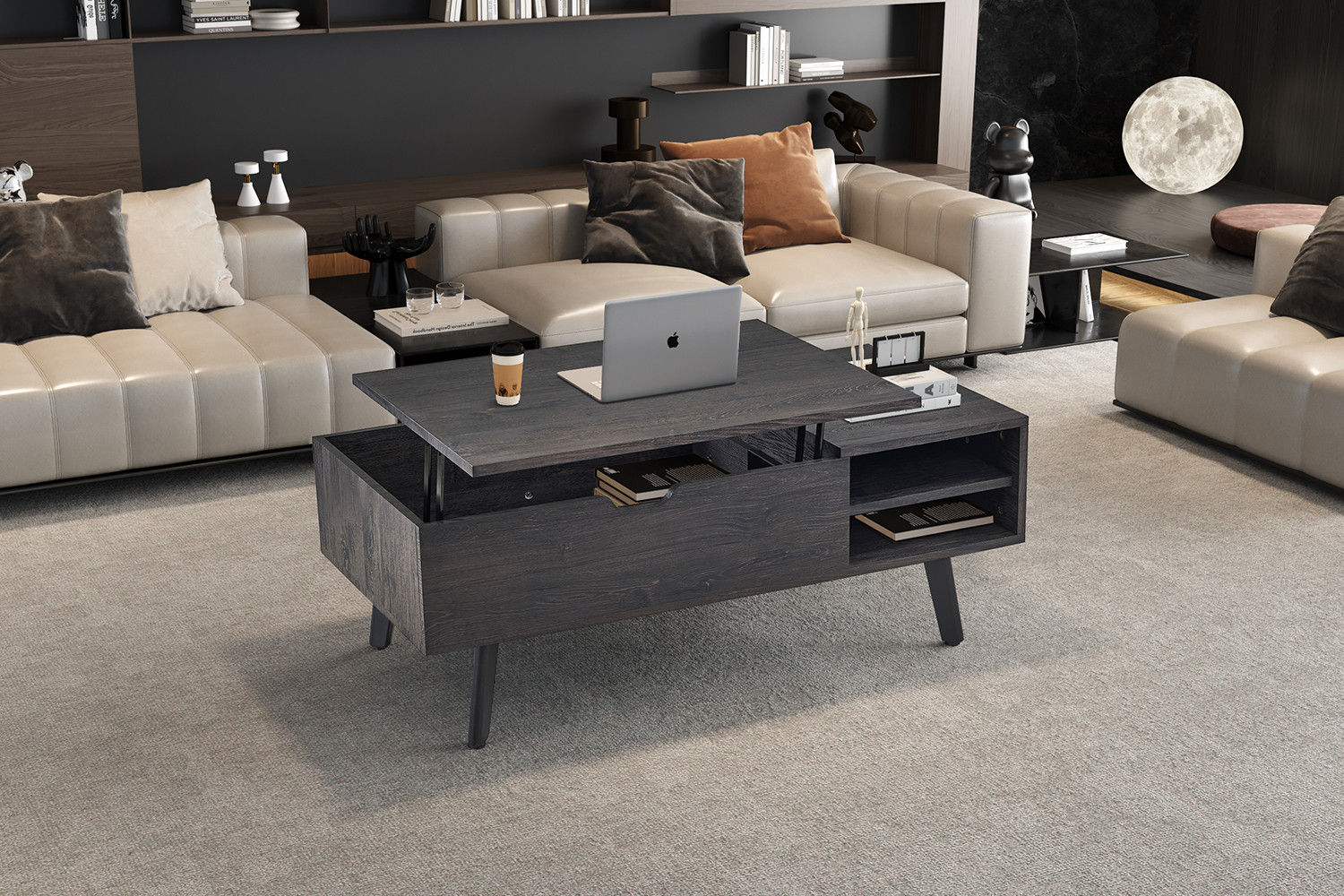 Table basse 'Justine' Plateau relevable Décor Brun foncé – Image 4