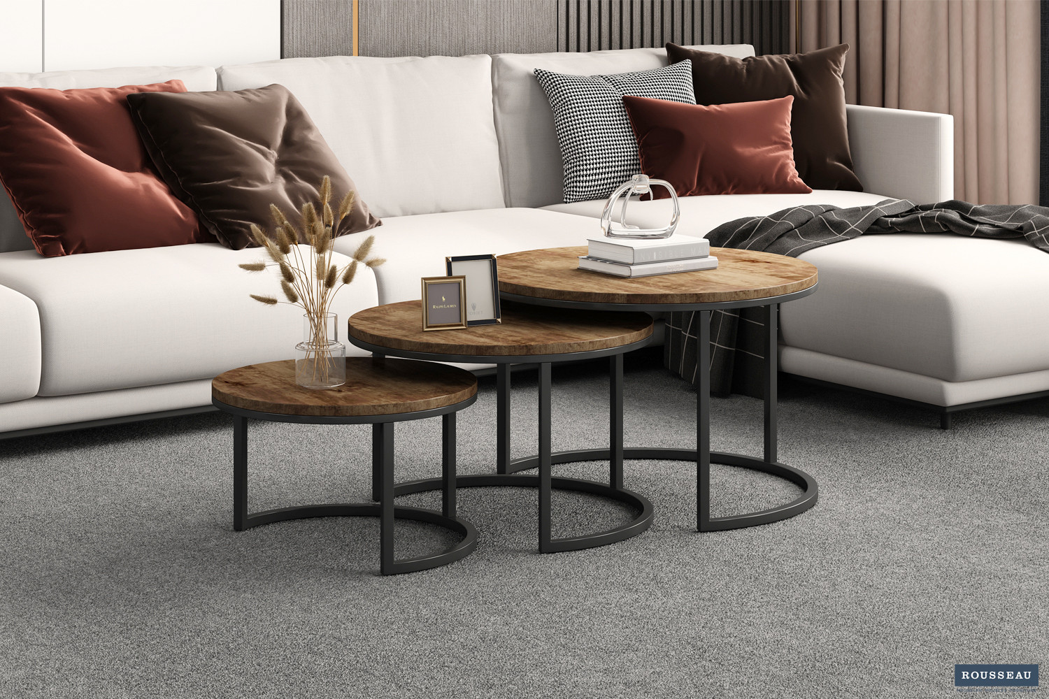 Table basse 'Arnod' set de 3 Bois de Manguier