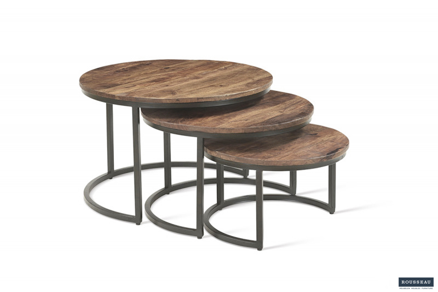 Table basse 'Arnod' set de 3 Bois de Manguier – Image 2