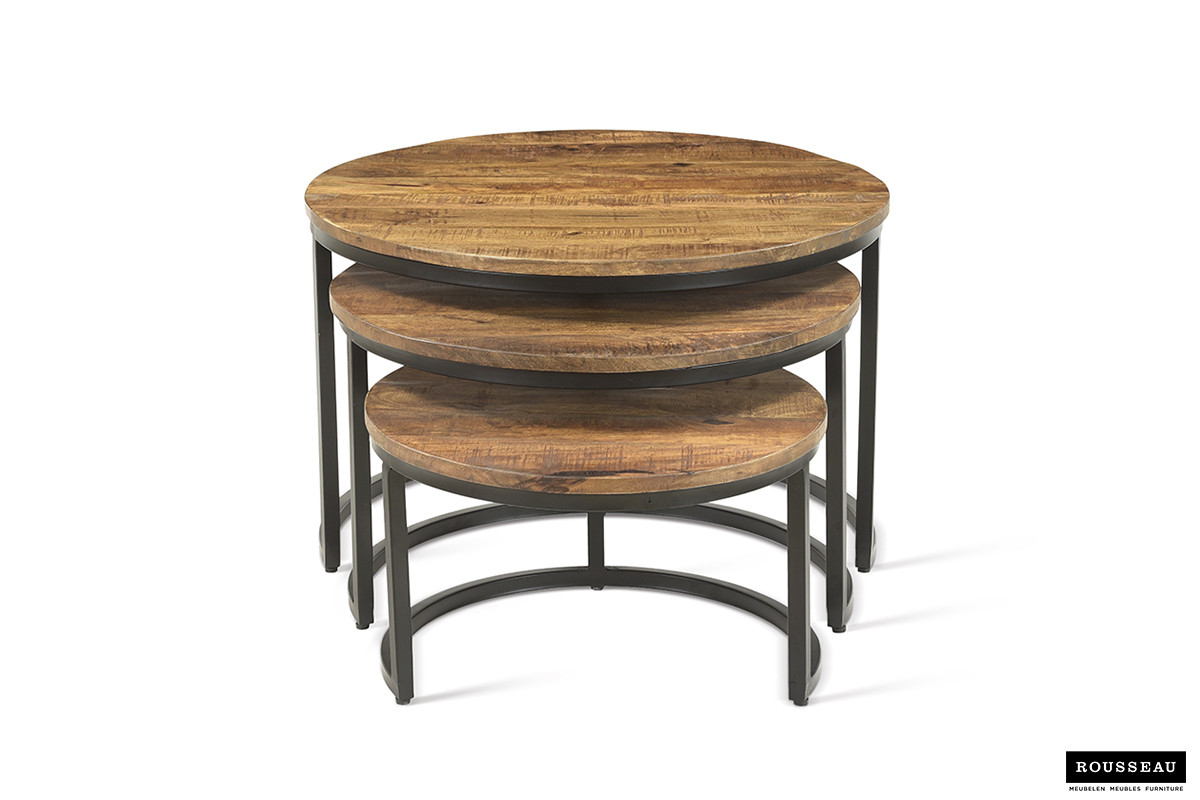 Table basse 'Arnod' set de 3 Bois de Manguier – Image 6