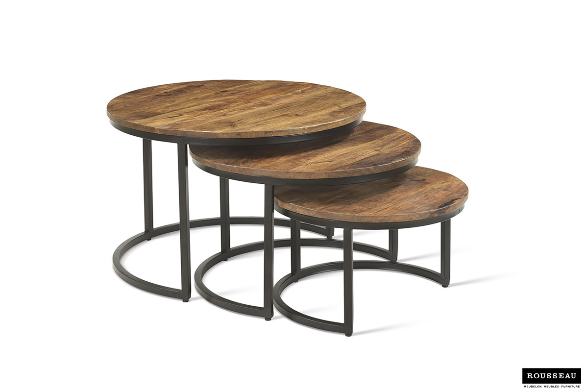 Table basse 'Arnod' set de 3 Bois de Manguier – Image 7