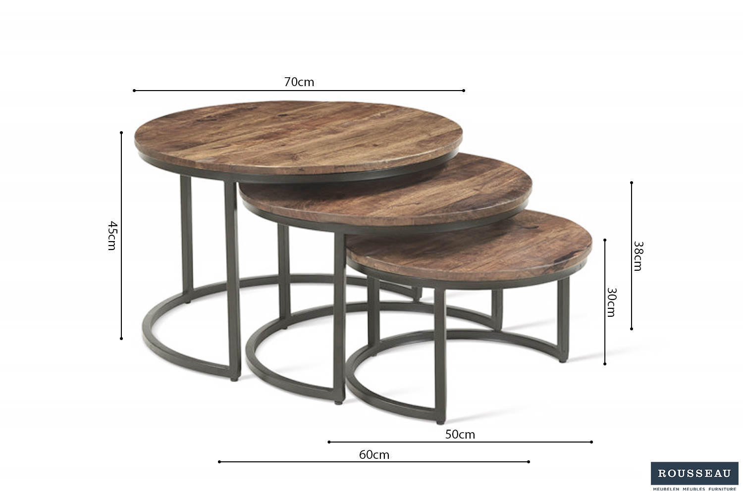 Table basse 'Arnod' set de 3 Bois de Manguier – Image 9