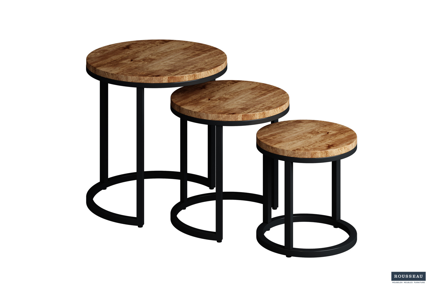 Table d'appoint 'Plano' set de 3 Bois de Manguier – Image 2