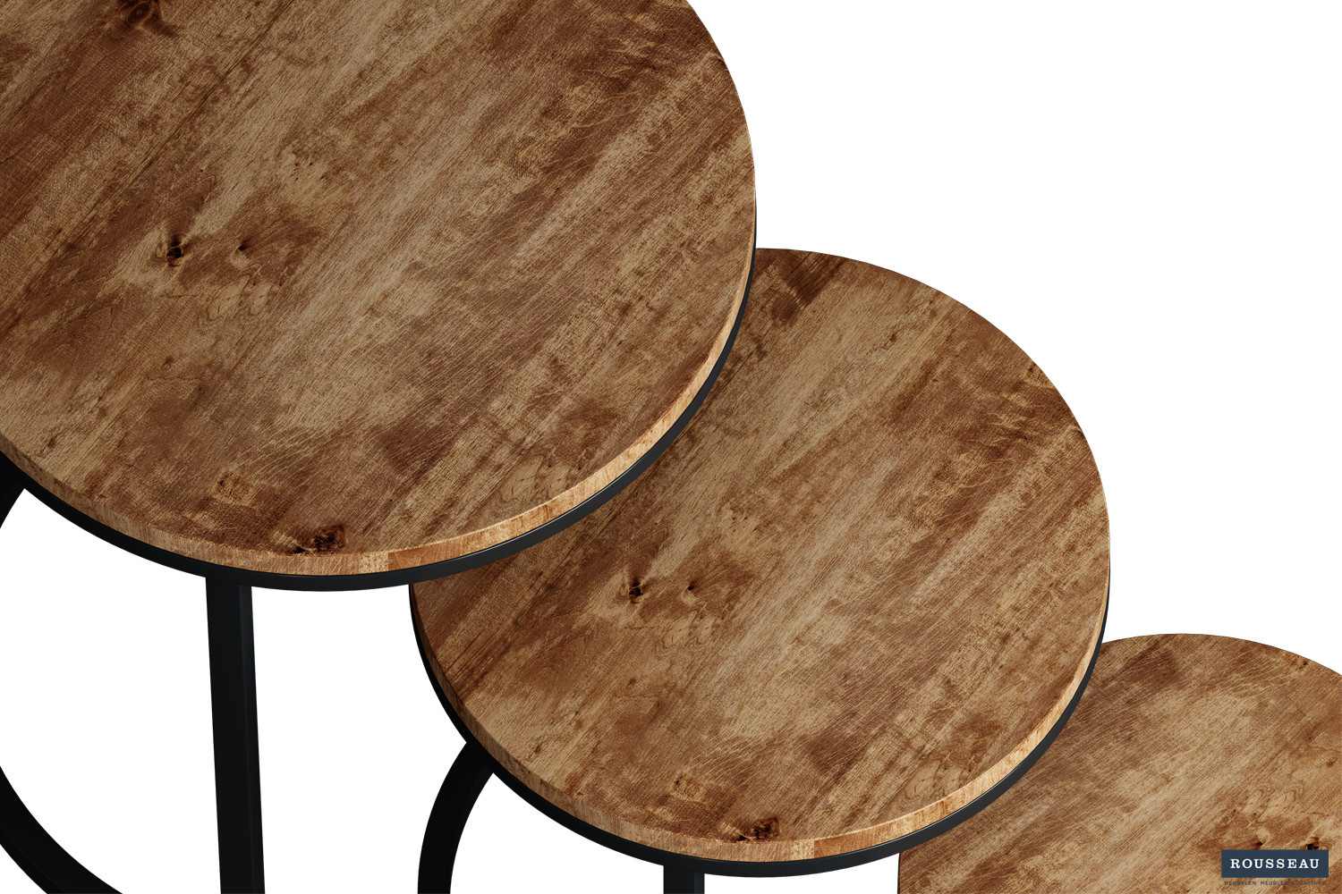 Table d'appoint 'Plano' set de 3 Bois de Manguier – Image 3