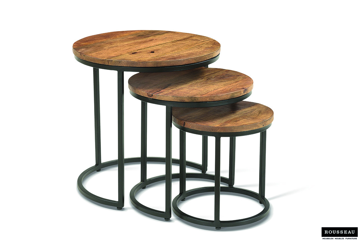 Table d'appoint 'Plano' set de 3 Bois de Manguier – Image 5