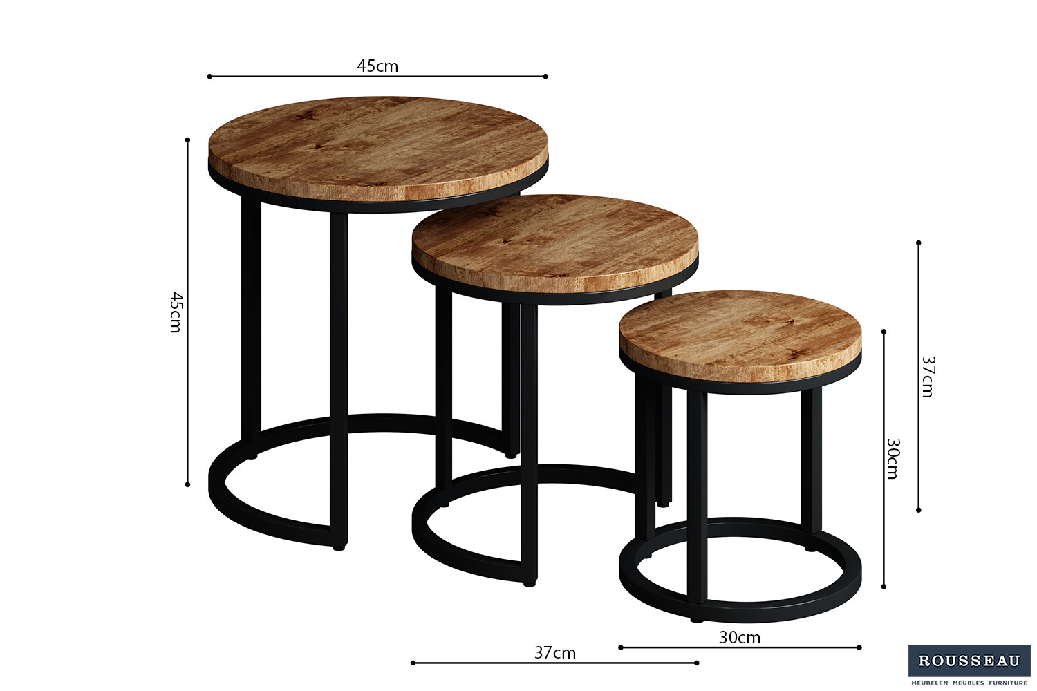 Table d'appoint 'Plano' set de 3 Bois de Manguier – Image 8
