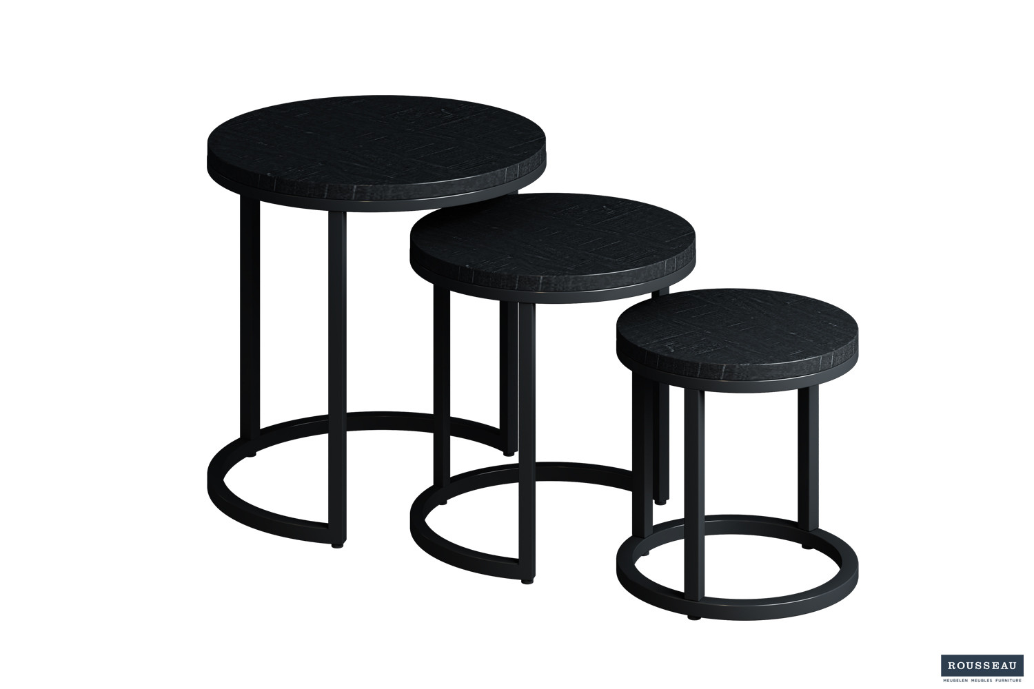 Table d'appoint 'Plano' set de 3 Bois de Manguier noir – Image 2