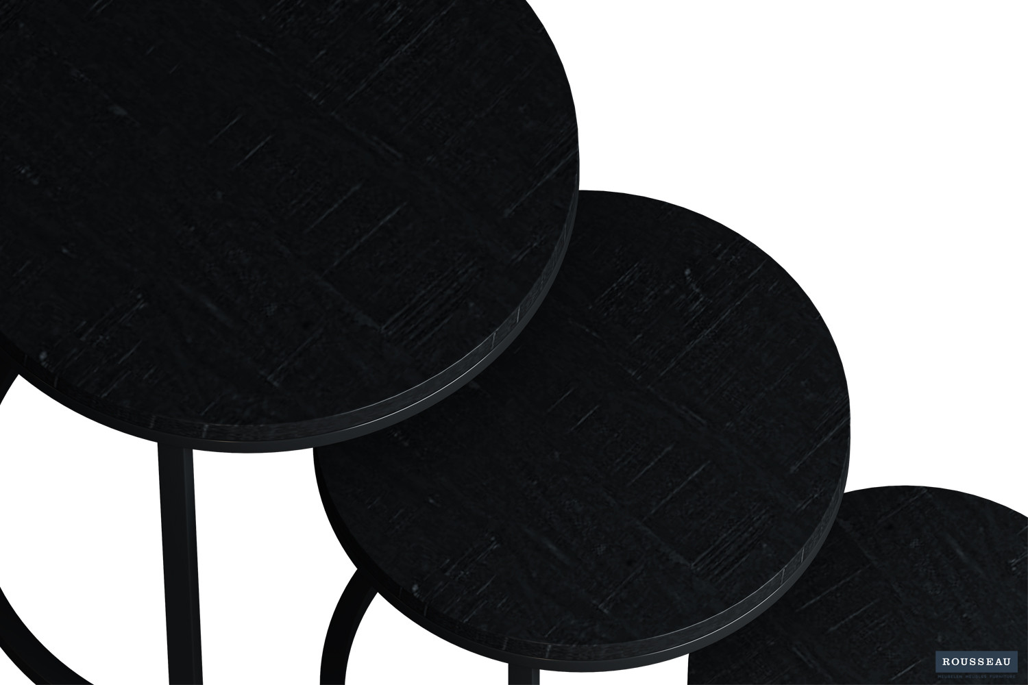 Table d'appoint 'Plano' set de 3 Bois de Manguier noir – Image 3