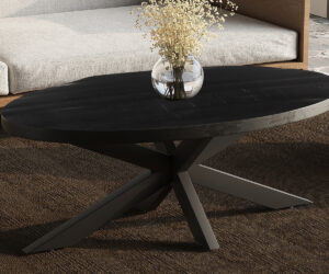 Table basse 'Madeira' Ovale Bois de Manguier noir