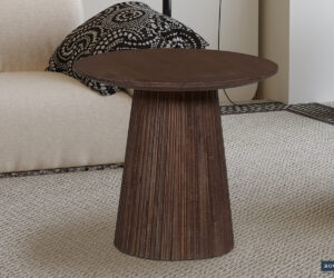 Table basse 'Miguel' 50 cm Bois de manguier Ronde Brun foncé