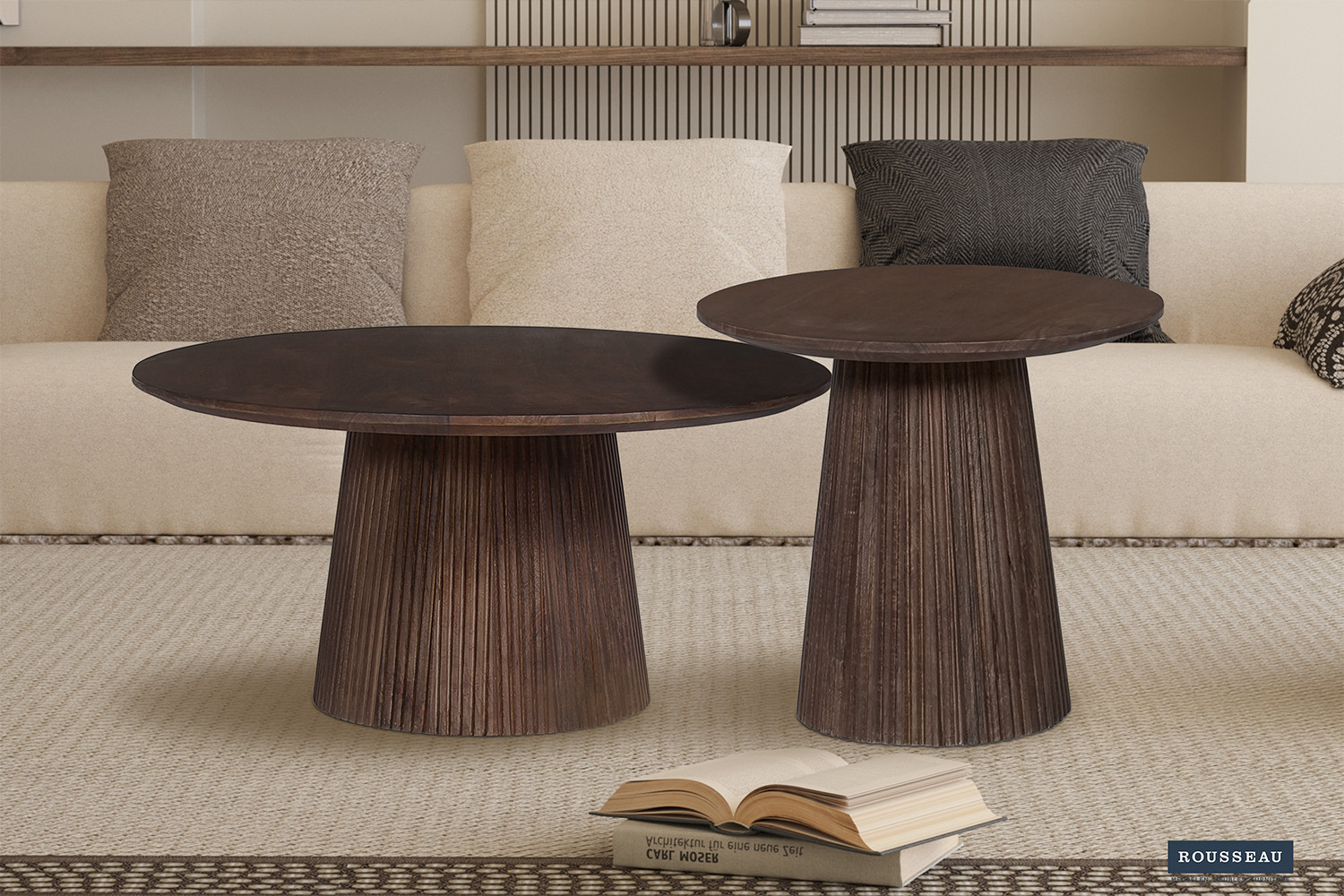 Table basse 'Miguel' 50 cm Bois de manguier Ronde Brun foncé – Image 2