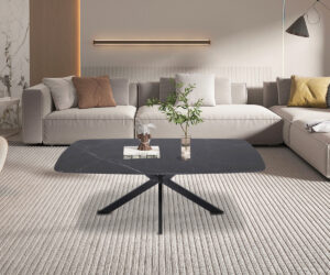 Table basse 'Apollo' 130 cm Ovale Danoise Pierre Noir