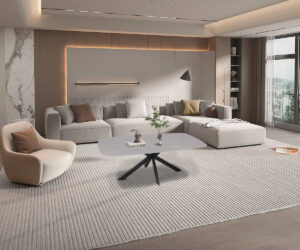 Alternative view of Table basse 'Apollo' 130 cm Ovale Danoise Pierre Gris