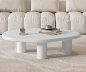 Table basse 'Tavira' 120 cm Ciment Ecru