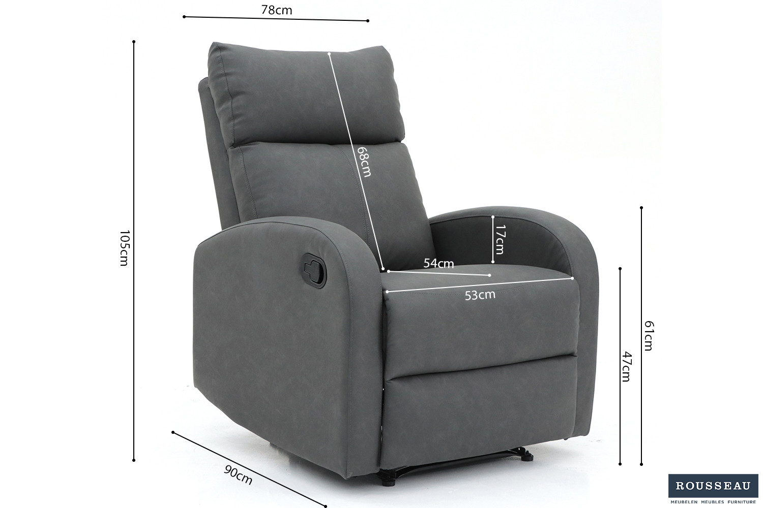 Fauteuil relax 'France' relevable manuellement PU Noir – Image 9