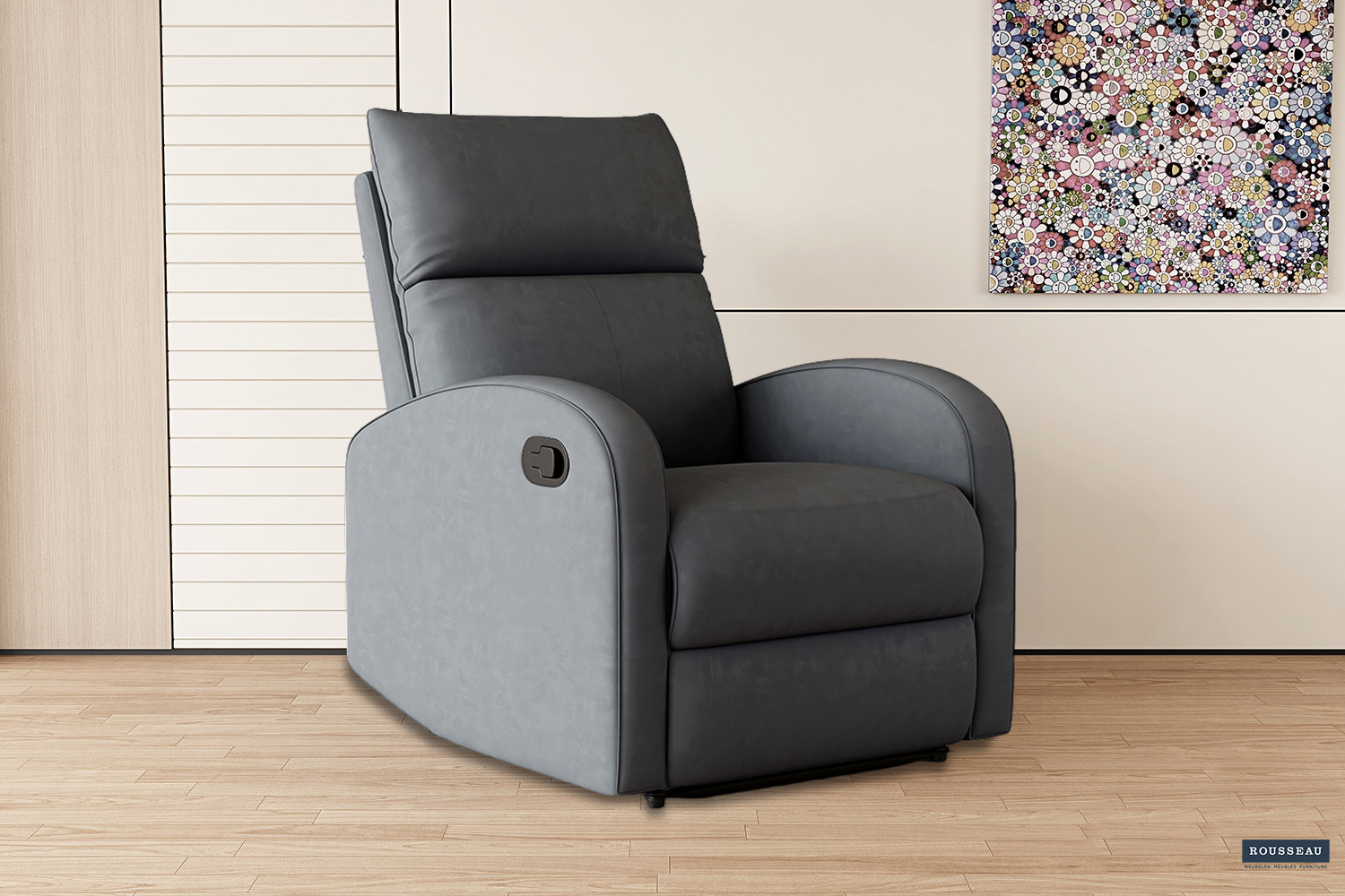 Fauteuil relax 'France' relevable manuellement PU Noir
