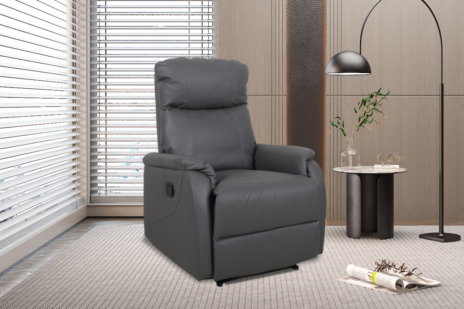 Fauteuil relax 'Tokio' relevable manuellement PU Gris