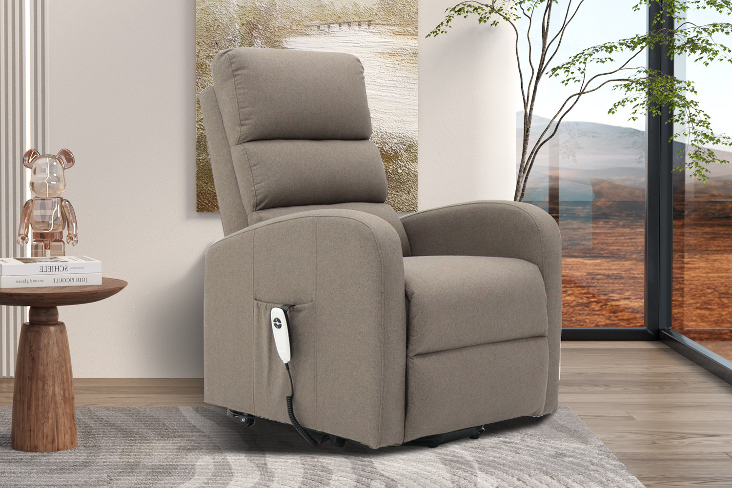 Fauteuil releveur electrique 'Bruges' Tissu Taupe