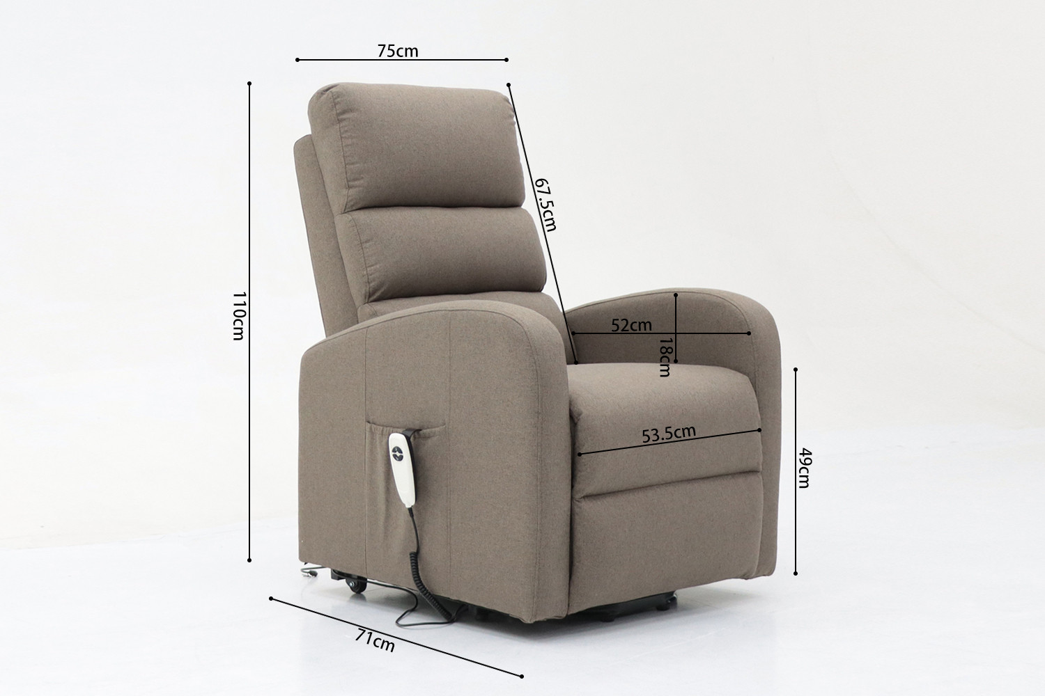 Fauteuil releveur electrique 'Bruges' Tissu Taupe – Image 9