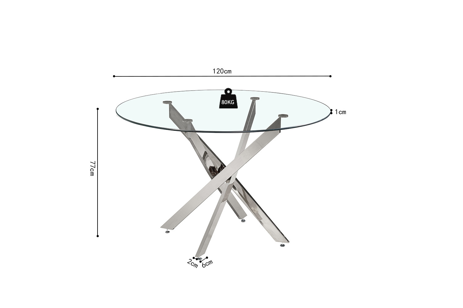 Table 'Lasi' 120 cm Ronde Verre, Pieds chromés – Image 7