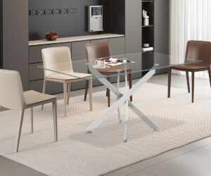 Table 'Lasi' 160 cm Verre, Pieds chromés