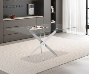 Alternative view of Table 'Lasi' 160 cm Verre, Pieds chromés