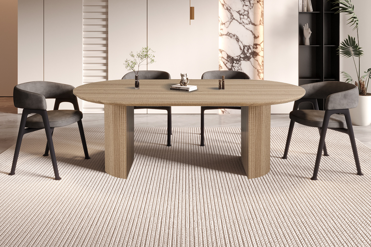 Table 'Lagos' 220 cm Ovale Décor Chêne Naturel