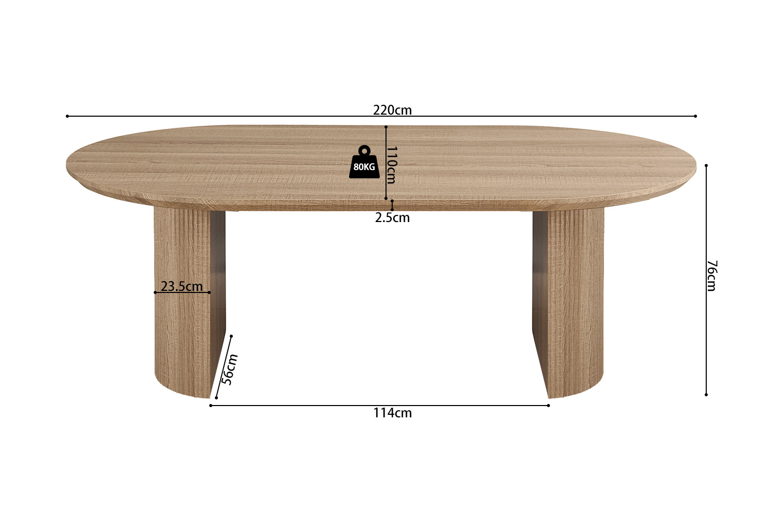 Table 'Lagos' 220 cm Ovale Décor Chêne Naturel – Image 6