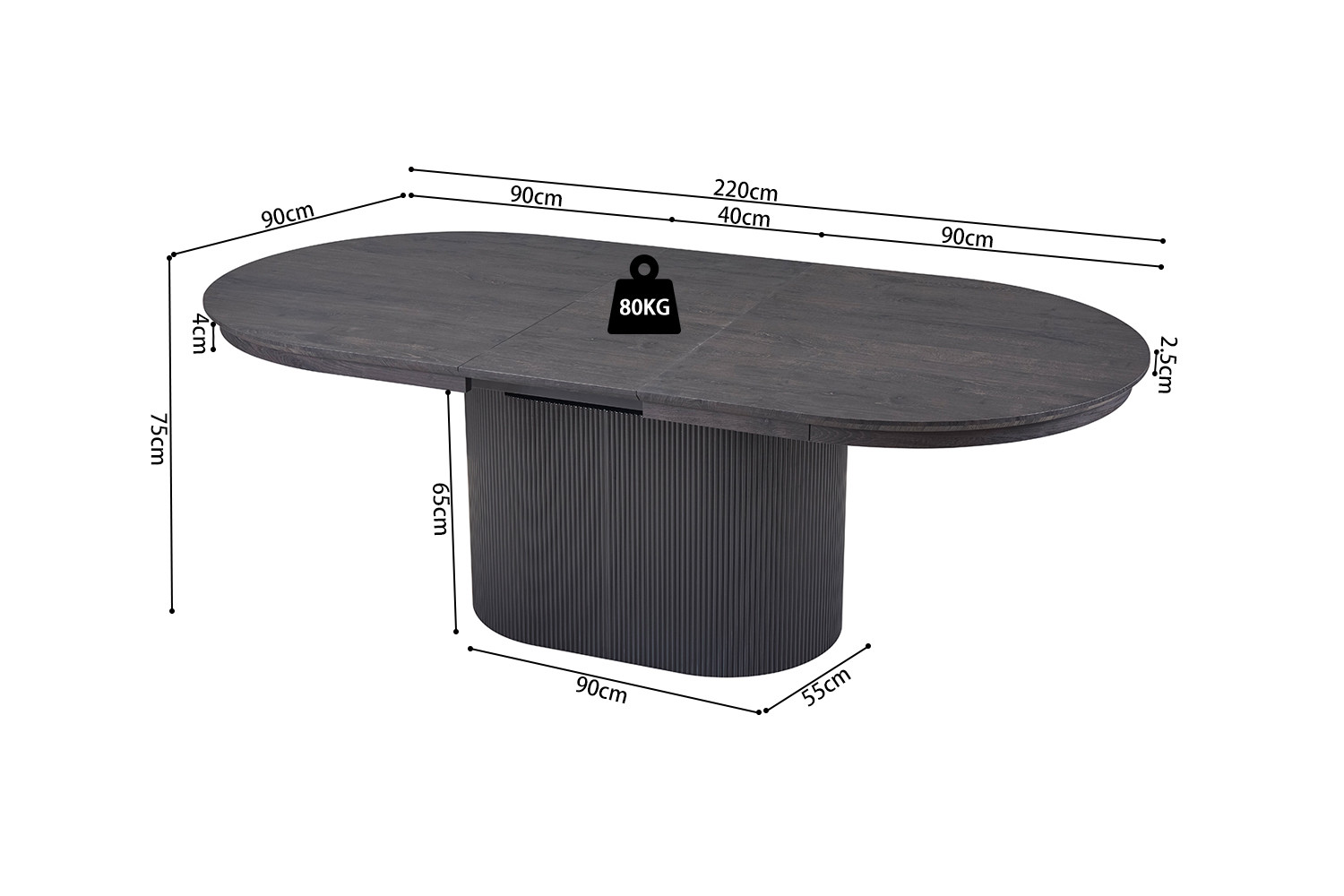 Table extensible 'Lagos' 180-220 cm Ovale Décor Brun foncé – Image 12