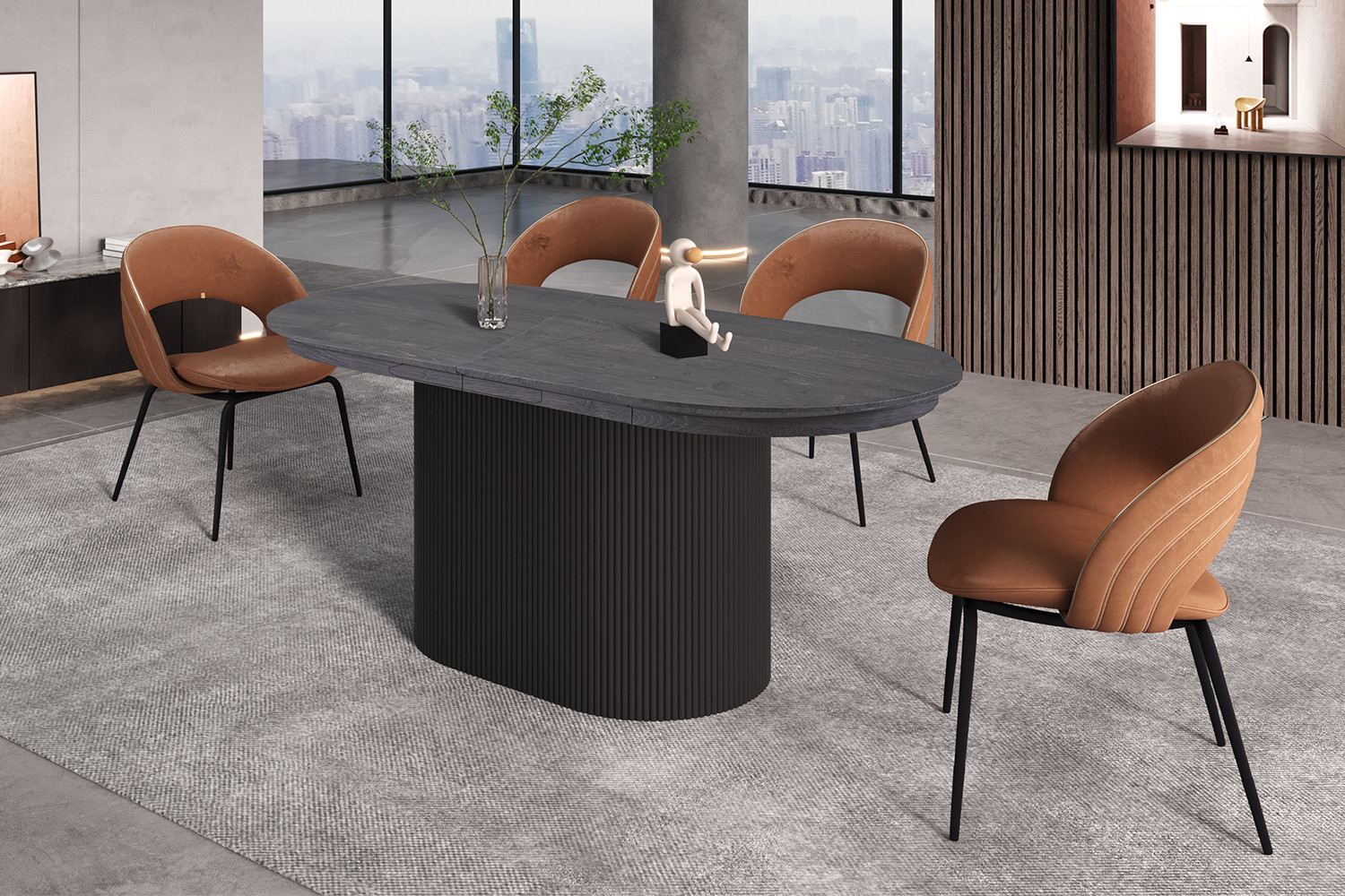 Table extensible 'Lagos' 180-220 cm Ovale Décor Brun foncé