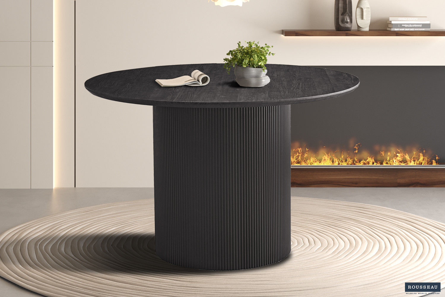 Table 'Lagos' 120 cm Ronde Décor Brun foncé – Image 2