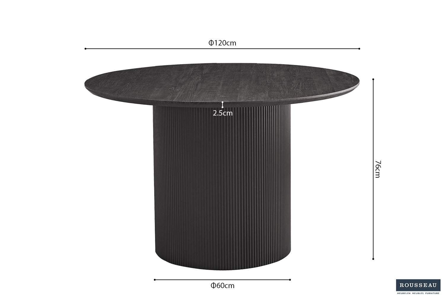 Table 'Lagos' 120 cm Ronde Décor Brun foncé – Image 6