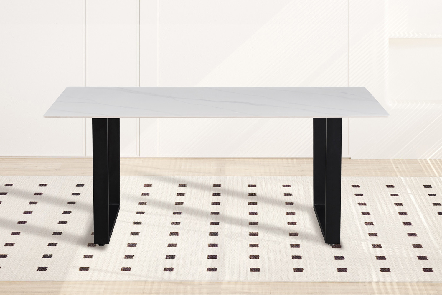 Table 'Poseidon' 180 cm Pierre Brillante Rectangulaire Blanc – Image 2