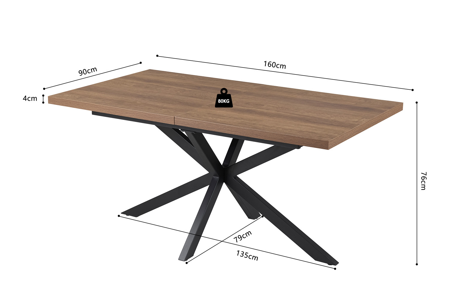 Table extensible 'Kos' 160-200 cm Décor Brun foncé – Image 14