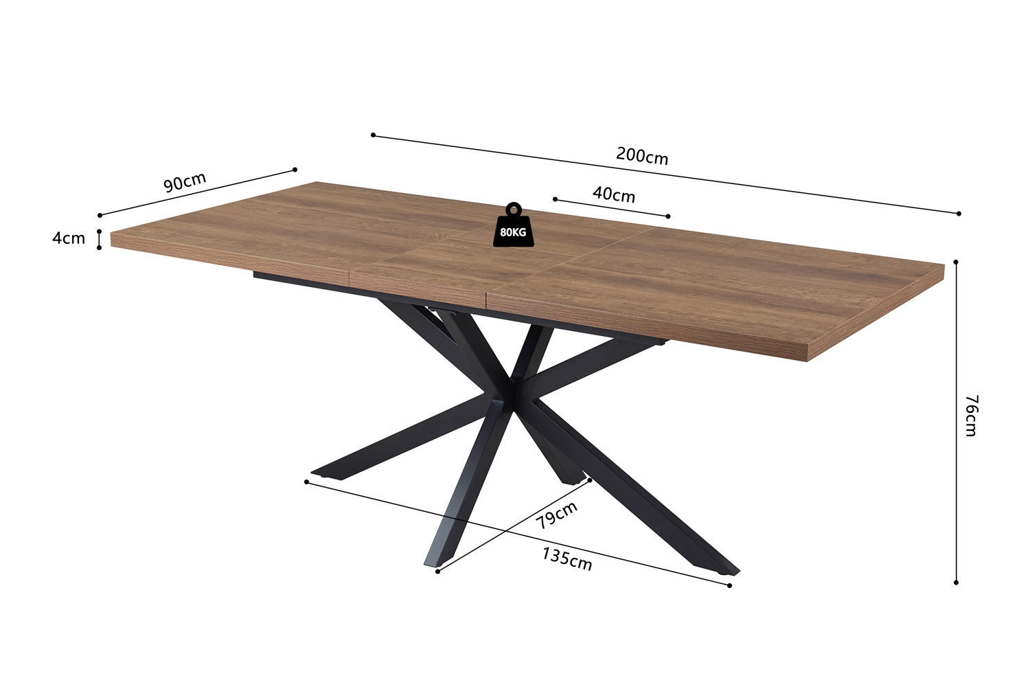 Table extensible 'Kos' 160-200 cm Décor Brun foncé – Image 15