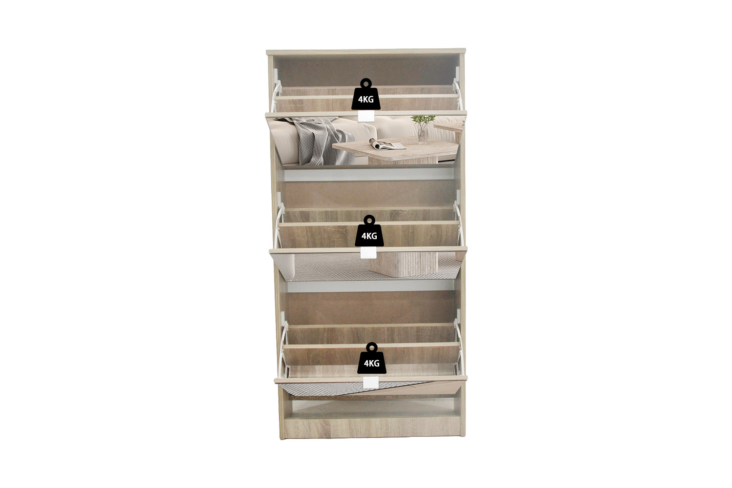 Rangement chaus. 'Mex' Mirroir 3 tiroirs Décor Sonoma – Image 10