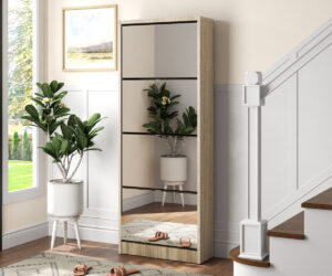 Rangement chaus. 'Mex' Mirroir 4 tiroirs Décor Sonoma