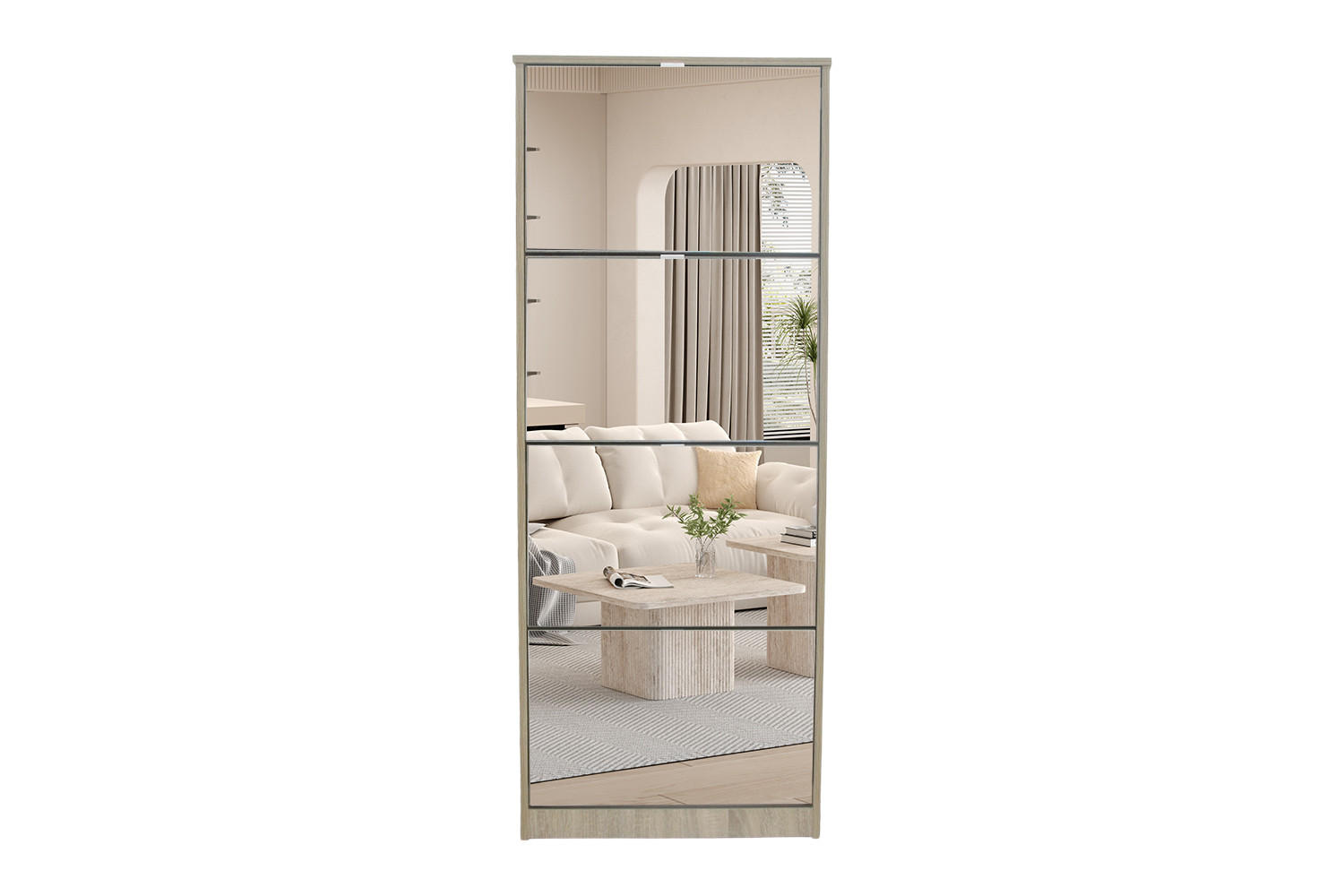 Rangement chaus. 'Mex' Mirroir 4 tiroirs Décor Sonoma – Image 3