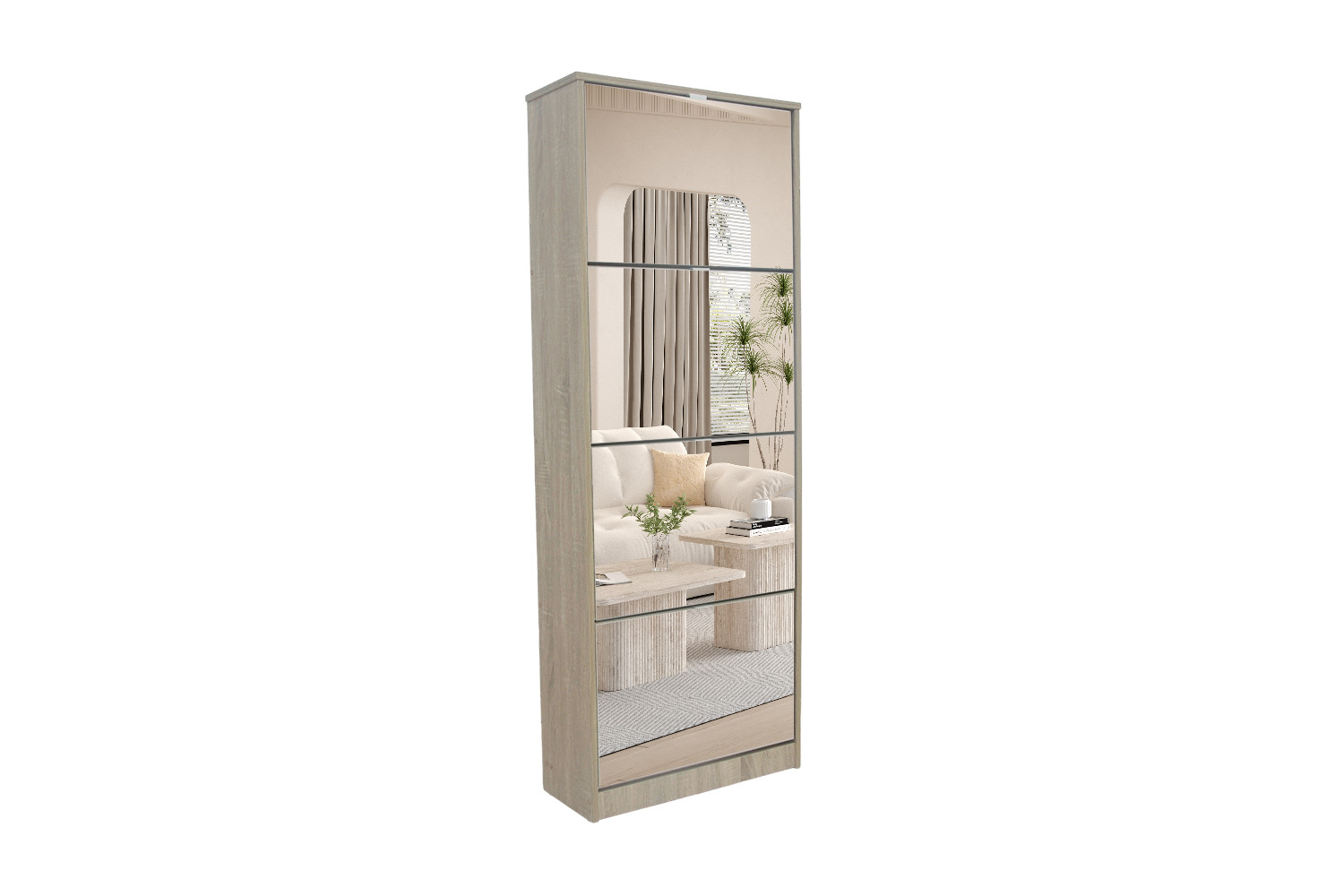 Rangement chaus. 'Mex' Mirroir 4 tiroirs Décor Sonoma – Image 4