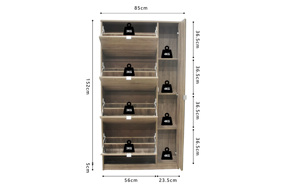 Rangement chaus. 'Marcel' 4 tiroirs et 1 porte miroir Décor Sonoma – Image 10